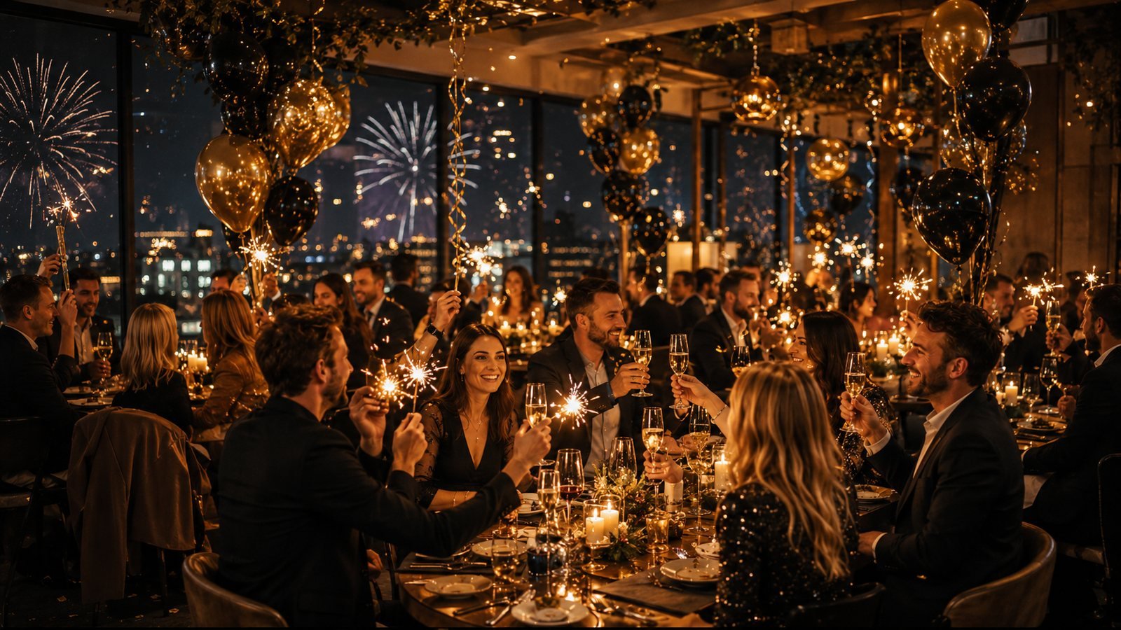 Silvester im Restaurant – Feuerwerk, Wunderkerzen und festliches Menü