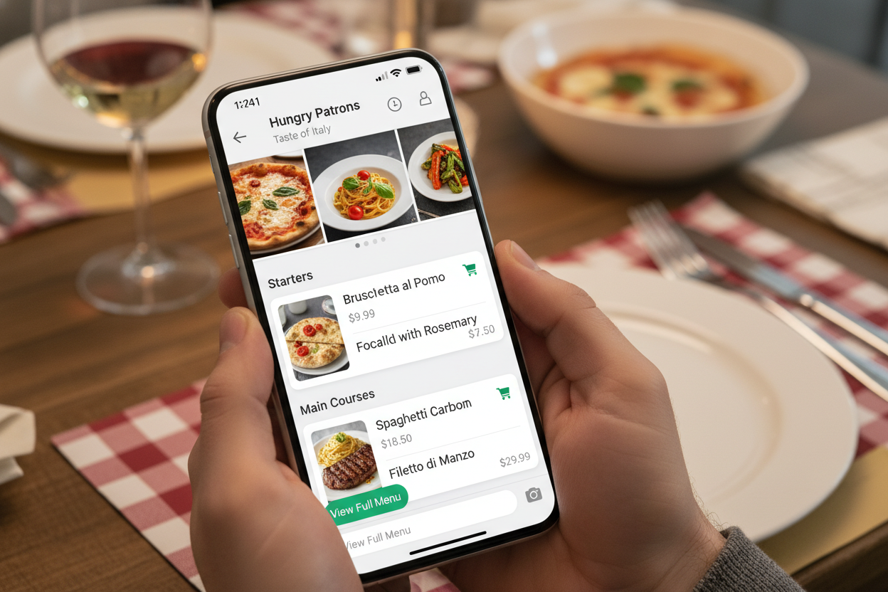 Smartphone mit WhatsApp Business Menü